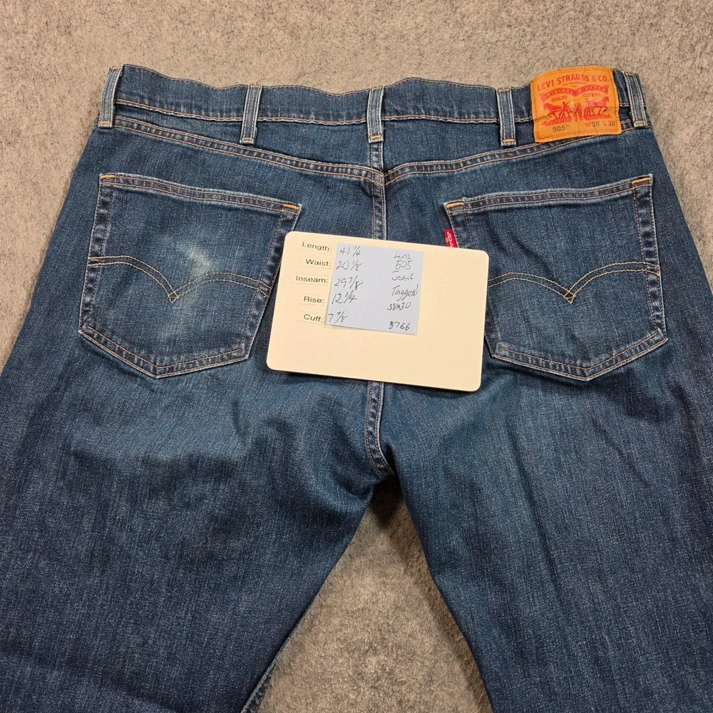 Levis 505 Regular Fit Jeans Mens 38x30 (fits 40x30) Blue Straight Leg Denim